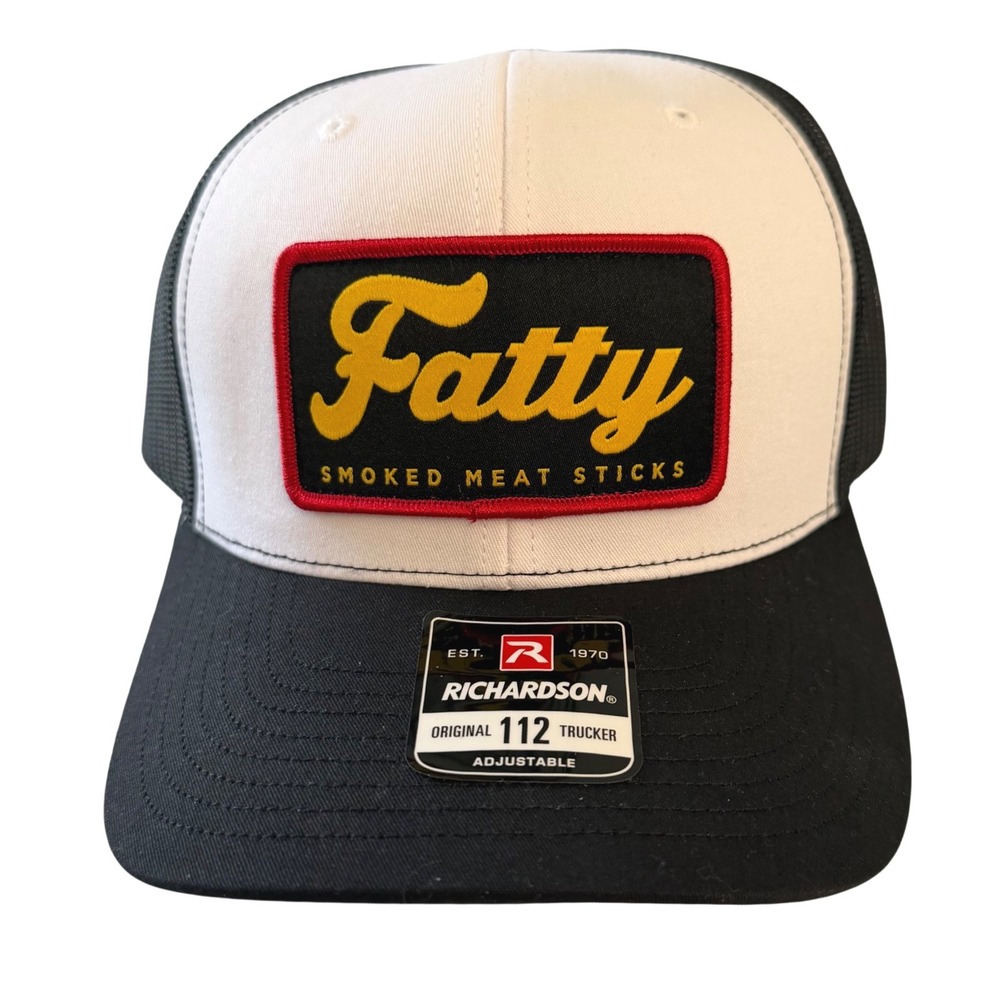 Richardson 112 Trucker Hat Fatty Smoked Meat Sticks Patch Cap Black White Mens